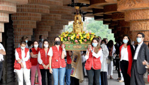 Prayer of the Rosary in the arcades of the esplanade