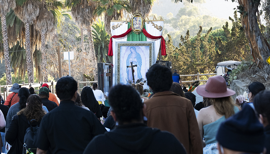 A moment of the procession on Catalina Island.